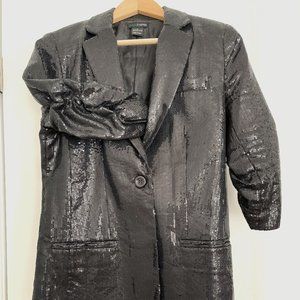 Large (One Size) Black Sequin Tuxedo Jacket - Garcia Fashion